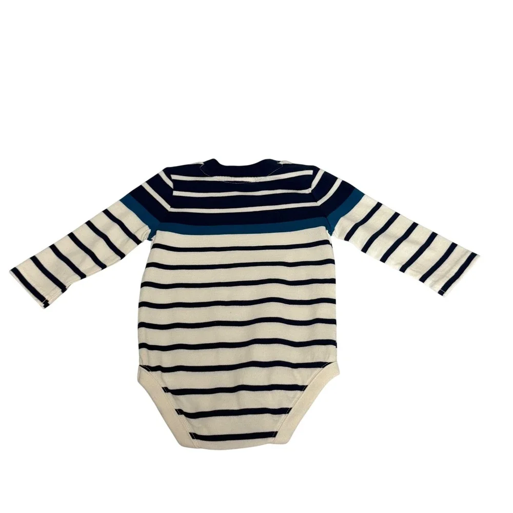 Gymboree Baby Boy 3-6M Long Sleeve Bodysuit Lot 2 Bear Striped Brown Blue NWT